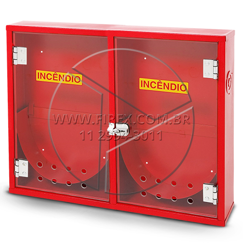 ABRIGO PARA MANGUEIRA DE INCÊNDIO (HIDRANTE) DUPLO SOBREPOR 90X120X17 CM PORTA EM VIDRO :: Abrigo para Mangueira (Hidrante) Duplo em Chapa de Aço Sobrepor com Porta em Vidro 90x120x17 cm - FOTO 1