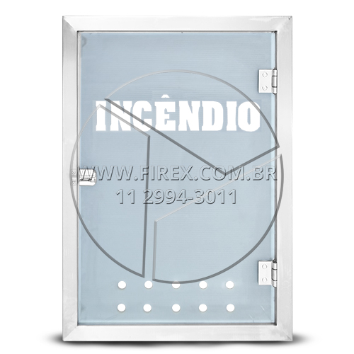 REQUADRO PARA ABRIGO DE MANGUEIRA 90X60 CM EM CHAPA DE AÇO INOX COM PORTA EM VIDRO :: Requadro para Abrigo de Mangueira em Chapa de Aço Inox 90x60 cm Com Porta Vidro - FOTO 1