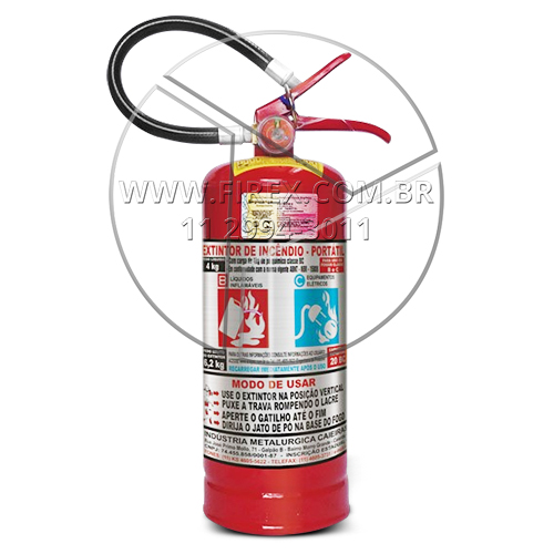 Extintor de incêndio portátil de pó químico seco bc 4 kg :: Extintor de incêndio portátil de Pó químico seco - Classe BC 4kg - FOTO 1
