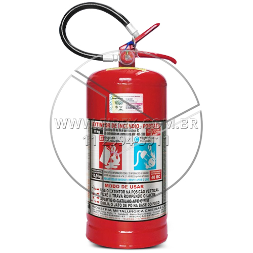 Extintor de pó químico seco BC portátil de 8 kg. :: Extintor de incêndio portátil de Pó químico seco - Classe BC 8kg - FOTO 1