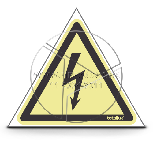 Placa de Sinalização Cuidado, Risco de Choque Elétrico - A5 :: Placa de Sinalização Cuidado, Risco de Choque Elétrico - A5 - Fotoluminescente - FOTO 1