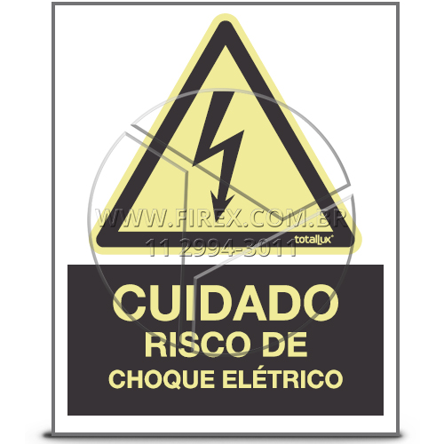 Placa De Sinalização Cuidado, Risco De Choque Elétrico - A5 - Fotoluminescente Com Dizeres :: Placa De Sinalização Cuidado, Risco De Choque Elétrico - A5 - Fotoluminescente Com Dizeres - FOTO 1
