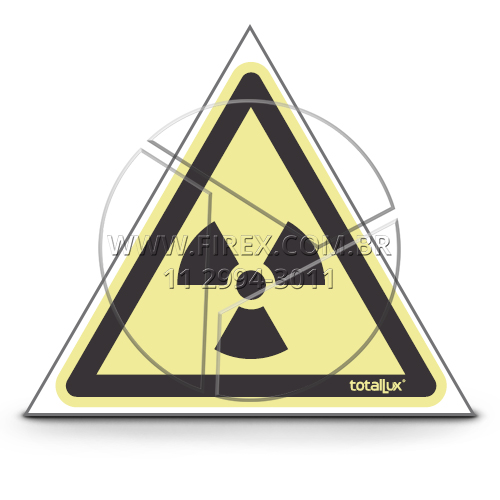 Placa de Sinalização Cuidado, Risco de Radiação - A6 :: Placa de Sinalização Cuidado, Risco de Radiação - A6 - Fotoluminescente - FOTO 1