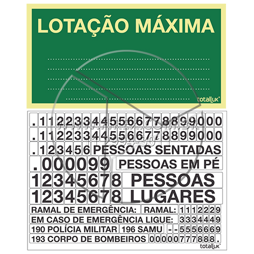 Placa de Sinalização PVC Fotoluminescente Lotação Máxima M2 :: Placa de Sinalização PVC Fotoluminescente Lotação Máxima M2 - FOTO 1