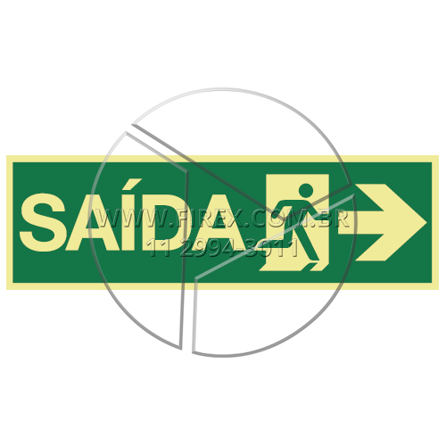 Placa de Sinalização Saída com boneco e seta a direita. :: Sinalização Rota De Fuga Saida Boneco Para Direita - S13 D - FOTO 1