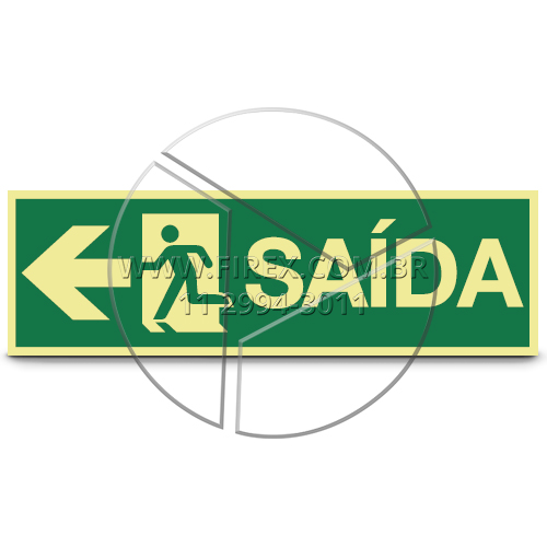 Placa de Sinalização Rota De Fuga Saida Boneco Para Esquerda - S13 E :: Sinalização Rota De Fuga Saida Boneco Para Esquerda - S13 E - FOTO 1