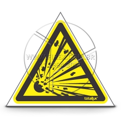 Placa De Sinalização Cuidado, Risco De Explosão - A3
