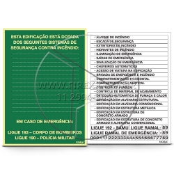 Placa de Indicação De Proteção Contra Incêndio Existentes Na Edificação- M1 Orçamento: Placa de Indicação De Proteção Contra Incêndio Existentes Na Edificação- M1